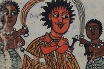 Manoscritto etiopico illustrato. Immagine concessa gentilmente da Ethio- SPaRe, EU 7th Framework Programme, ERC Starting Grant 240720, PI Denis Nosnitsin, 2009-2015, <http://www1.uni-hamburg.de/ethiostudies/ETHIOSPARE>.